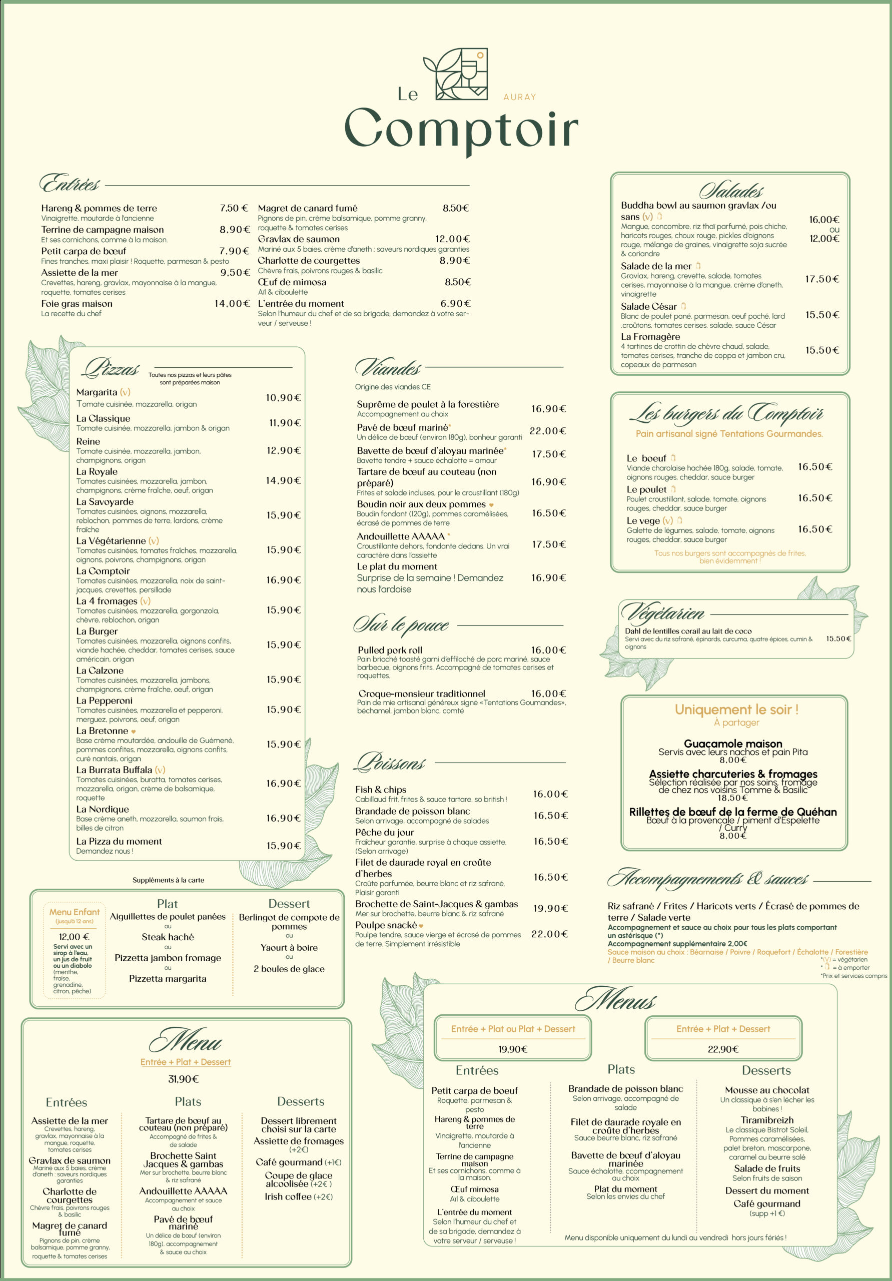 menu extérieur Comptoir été 2026